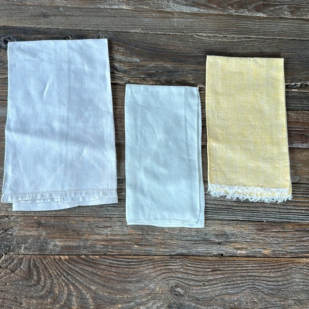 Bundle‎ vintage hand embroidered tea towels EVC